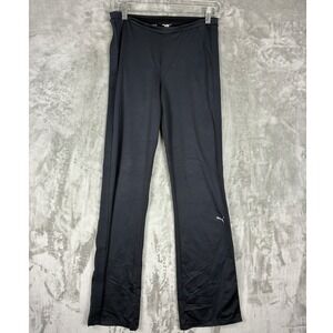 Puma Womens Black Ribbed Flare Leg Athletic Yoga Pants Size Medium M
